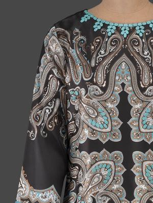 black printed satin dress - 1086939 - Standard Image - 4