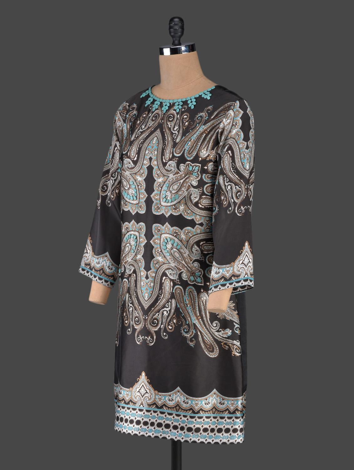 black printed satin dress - 1086939 - Zoom Image - 2