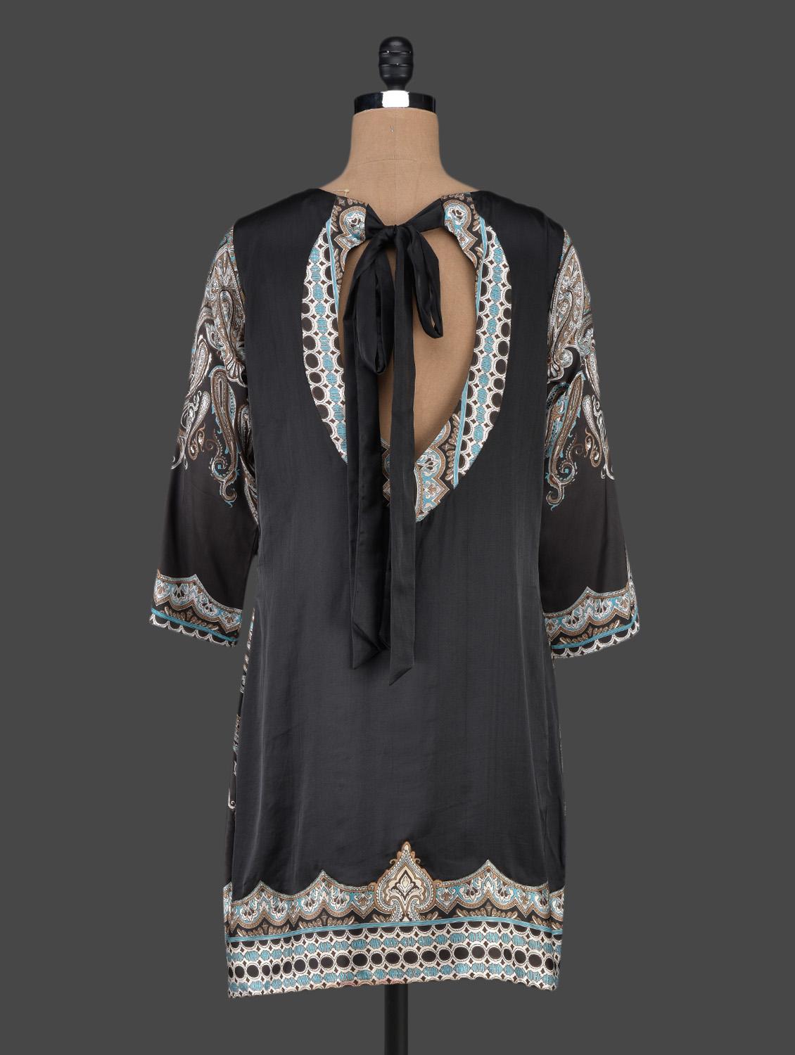 black printed satin dress - 1086939 - Zoom Image - 3