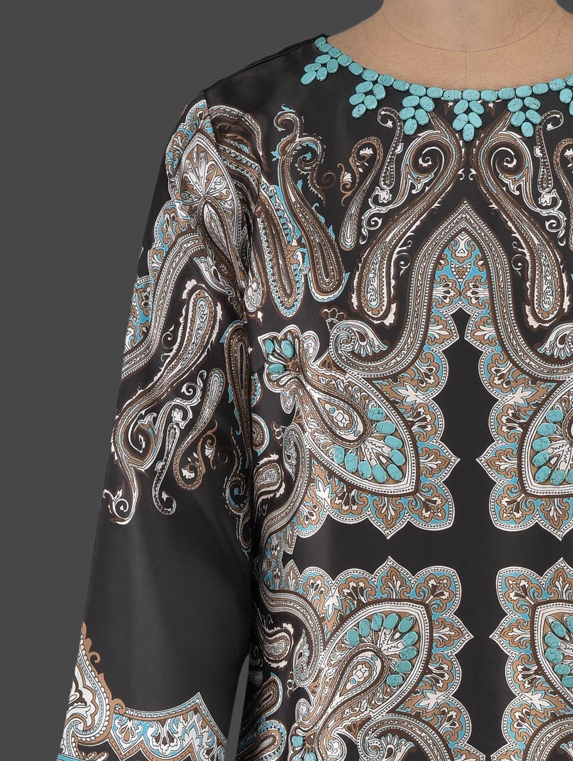 black printed satin dress - 1086939 - Zoom Image - 4