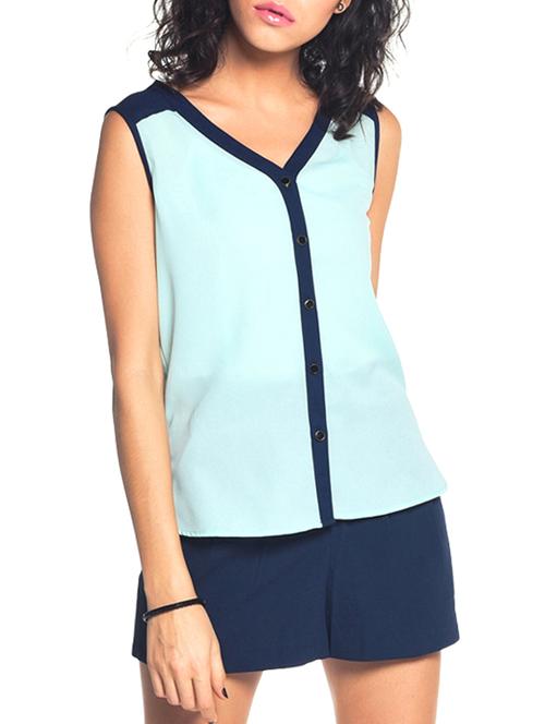 contrast binding sleeveless top - 10874757 - Standard Image - 1
