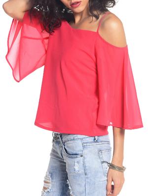 cold shoulder bell sleeved top - 10874759 - Standard Image - 2