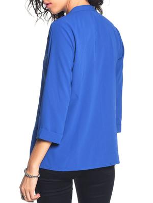 lace panel mandarin neck top - 10874795 - Standard Image - 3