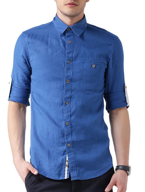 blue cotton casual shirt - 10880938 - Standard Image - 1