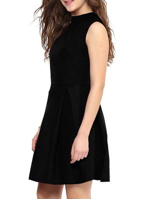 pleated mock neck a-line dress - 10882577 - Standard Image - 2