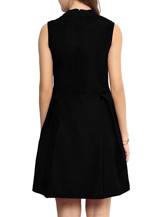 pleated mock neck a-line dress - 10882577 - Zoom Image - 3