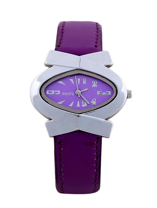 purple leatherette analog watch - 10885099 - Standard Image - 1