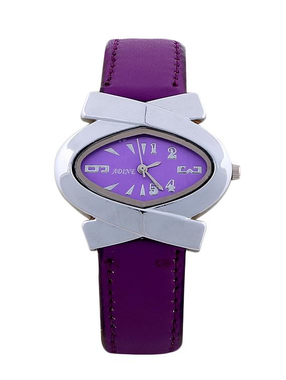 purple leatherette analog watch - 10885099 - Zoom Image - 1