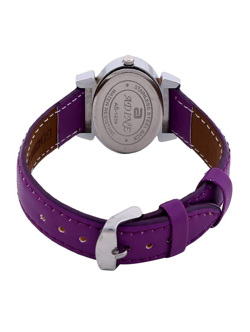 purple leatherette analog watch - 10885099 - Zoom Image - 3