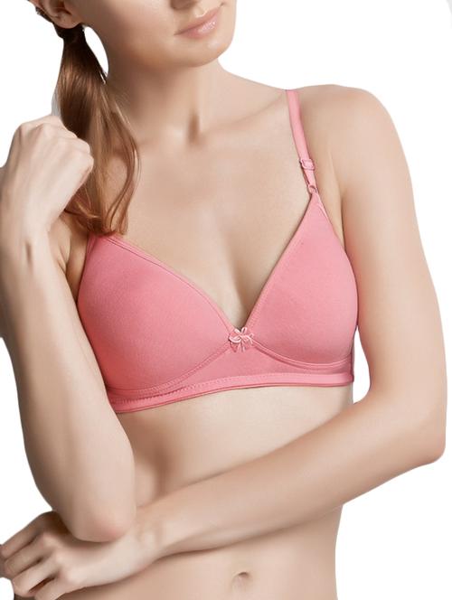 solid peach cotton blended bra - 10886267 - Standard Image - 1
