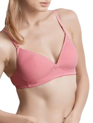solid peach cotton blended bra - 10886267 - Standard Image - 2