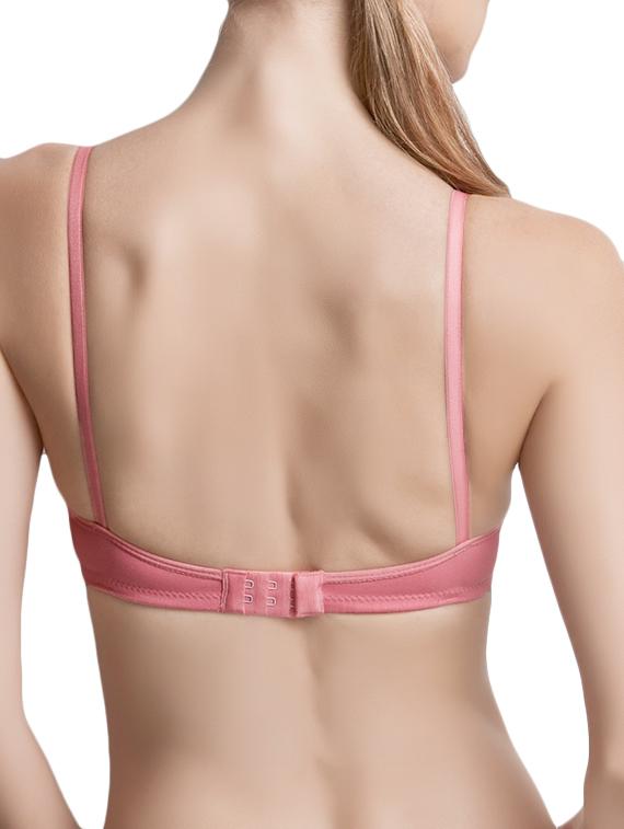 solid peach cotton blended bra - 10886267 - Zoom Image - 3