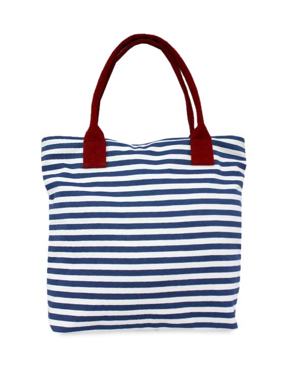 Blue And White Striped Canvas Handbag - 1089091 - Zoom Image - 1