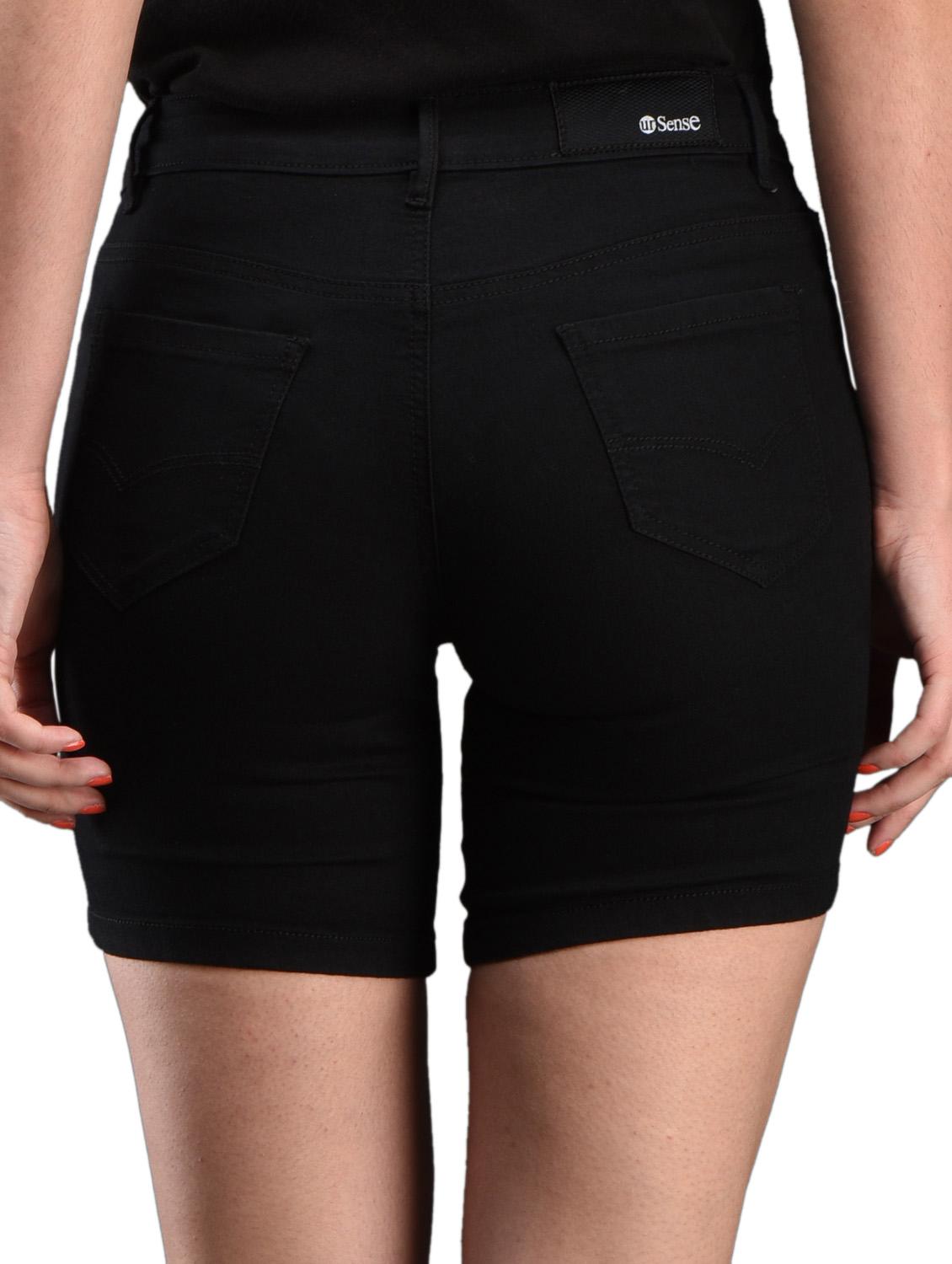 plain solid black denim shorts - 1089203 - Zoom Image - 3