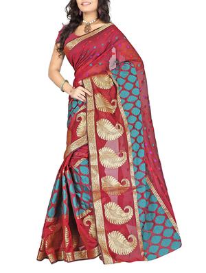 set of 2 multicolored art silk combo saree - 10892163 - Standard Image - 3