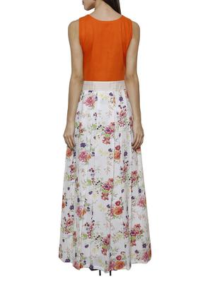 orange,white cotton dress - 10892637 - Standard Image - 3