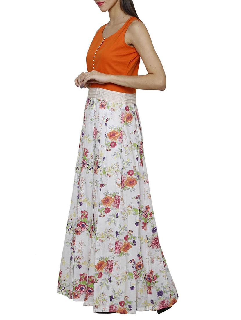 orange,white cotton dress - 10892637 - Zoom Image - 2