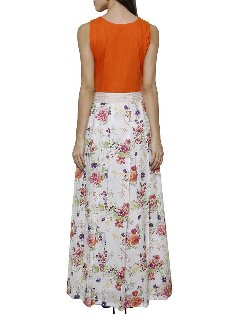 orange,white cotton dress - 10892637 - Zoom Image - 3