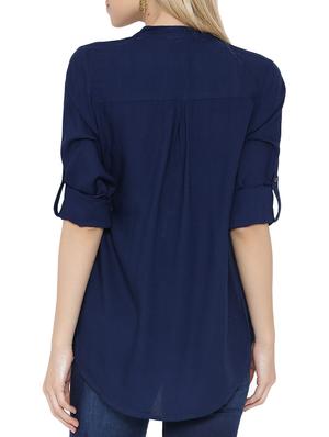 navy blue solid viscose tunic - 10894064 - Standard Image - 3