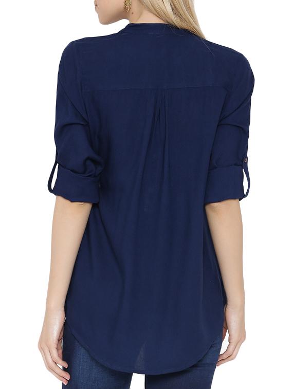 navy blue solid viscose tunic - 10894064 - Zoom Image - 3