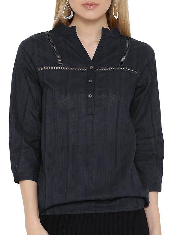 grey cotton blouson top - 10894084 - Zoom Image - 1