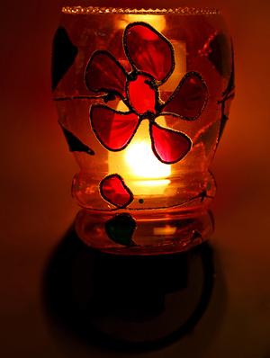 red, gold uplighter wall light - 10894904 - Standard Image - 3