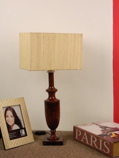 mango wood classic table lamp with rectangular shade- off-wh'ite - 10895900 - Standard Image - 1