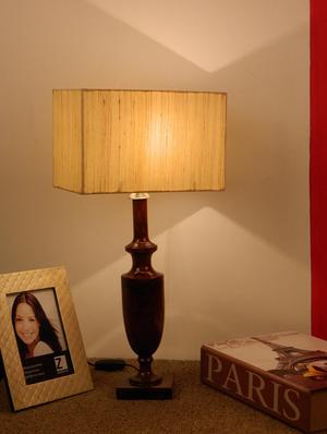 mango wood classic table lamp with rectangular shade- off-wh'ite - 10895900 - Standard Image - 2