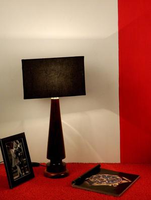 mango wood vintage table lamp with rectangular shade- blk - 10895913 - Standard Image - 2