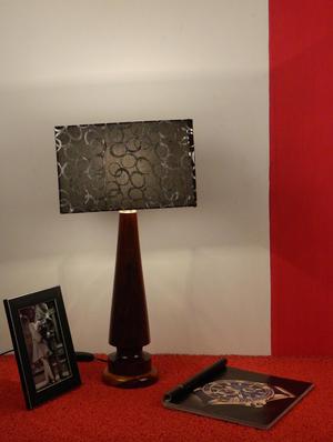 mango wood vintage table lamp with rectangular shade- blk silver - 10895917 - Standard Image - 2