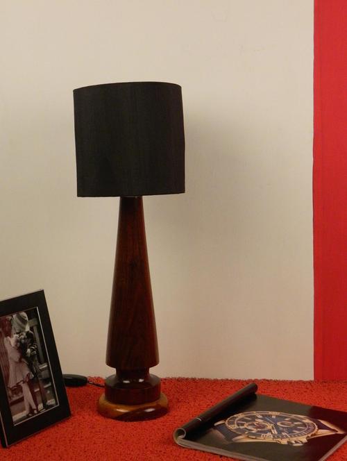 mango wood vintage table lamp with 7" drum shade-- - 10895919 - Standard Image - 1