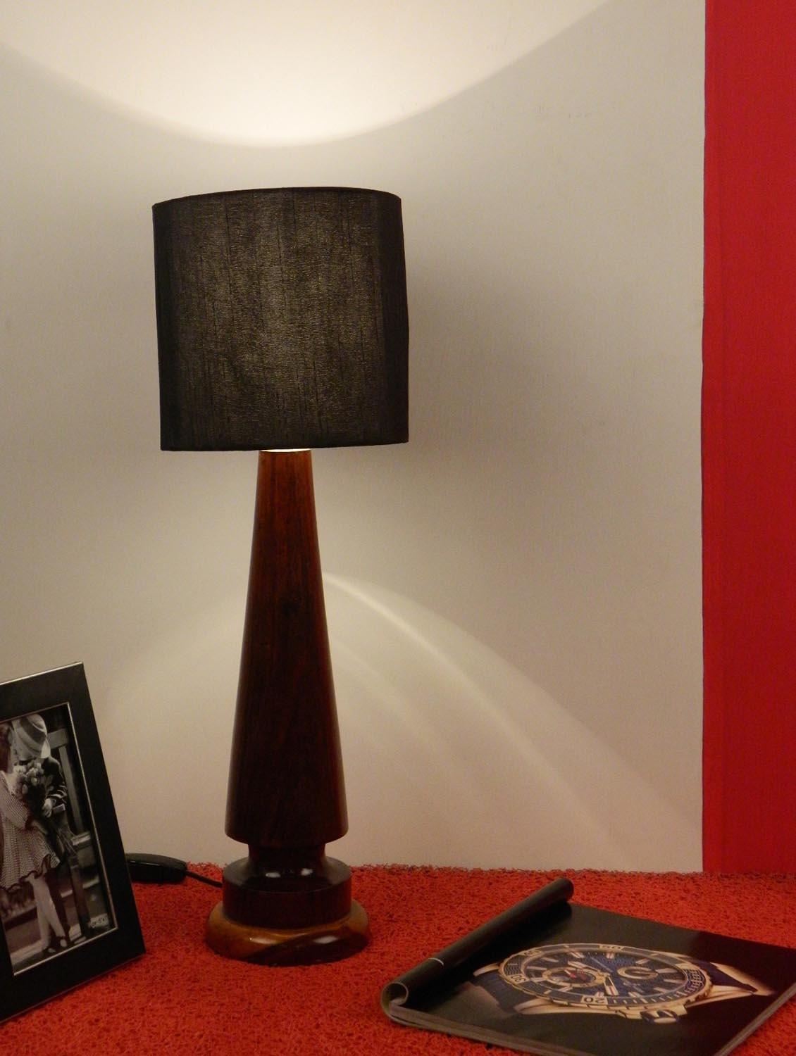 mango wood vintage table lamp with 7" drum shade-- - 10895919 - Zoom Image - 2