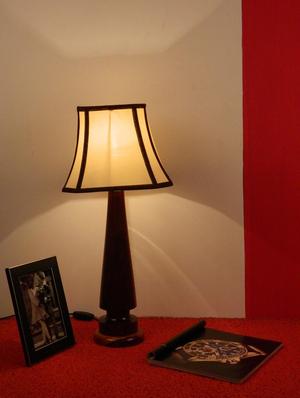 mango wood vintage table lamp with sq stripe shade- off white - 10895926 - Standard Image - 2
