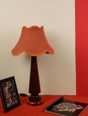 mango wood vintage table lamp with jute shade- orange - 10895928 - Standard Image - 2