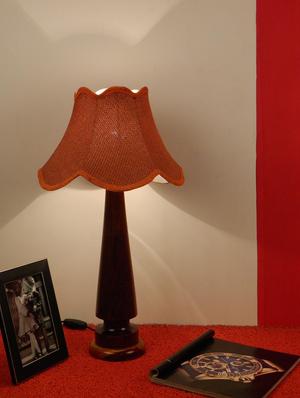 mango wood vintage table lamp with jute shade- orange - 10895928 - Standard Image - 3