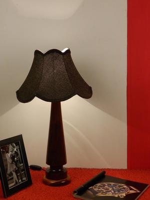 mango wood vintage table lamp with jute shade- blk - 10895930 - Standard Image - 2