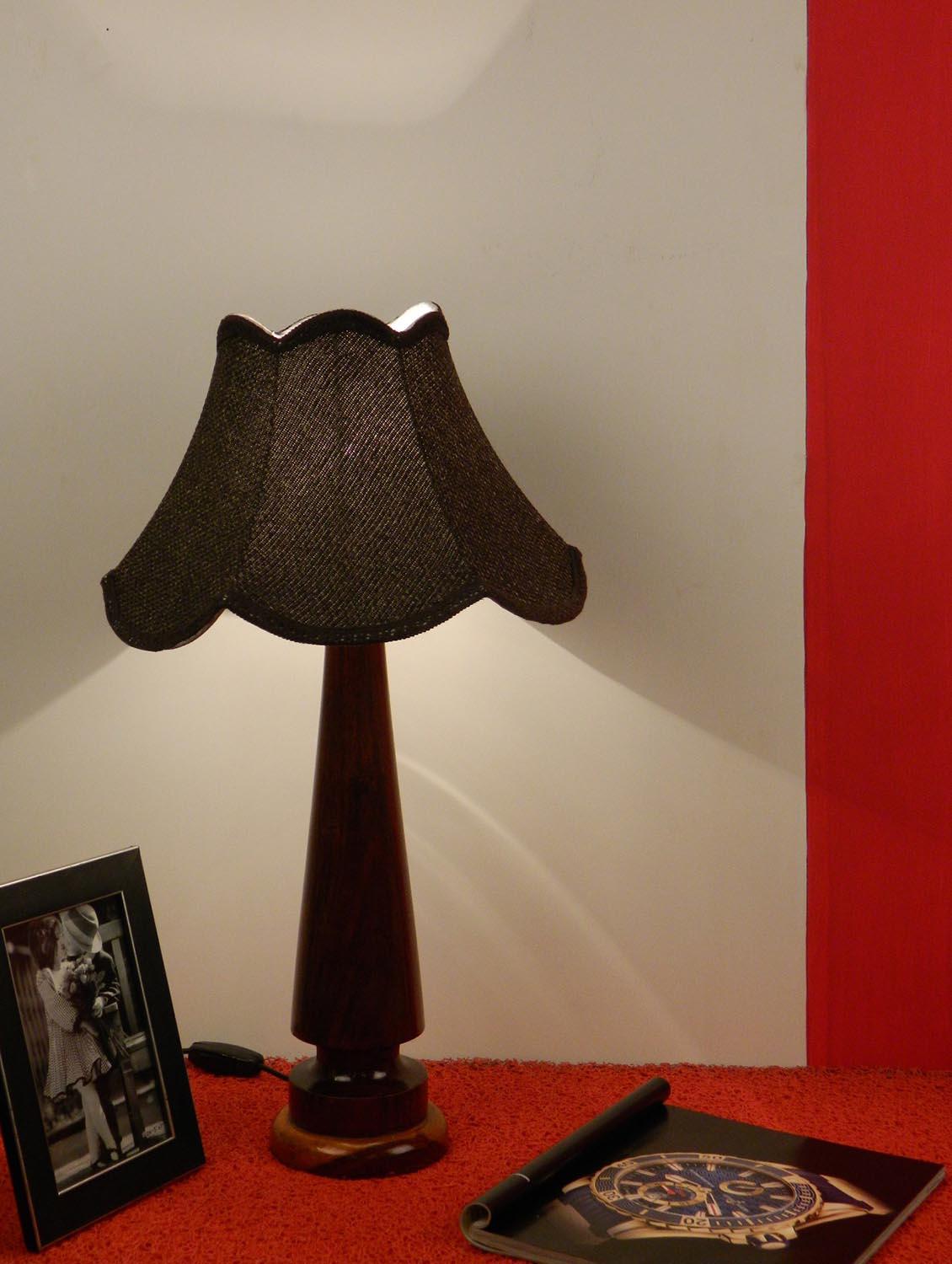 mango wood vintage table lamp with jute shade- blk - 10895930 - Zoom Image - 2