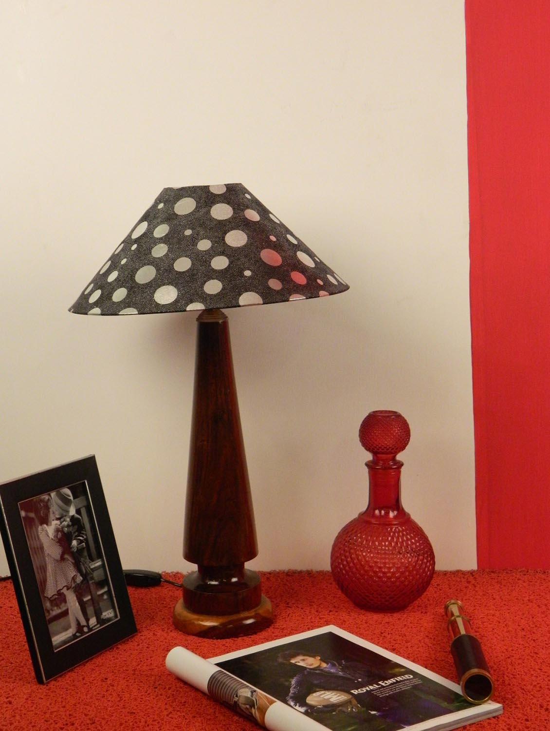 mango wood vintage table lamp with 13" pyramid shade--mid night - 10895968 - Zoom Image - 1