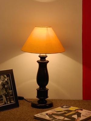 mango wood dark brown classic table lamp with 10" pyramid shade-yellow - 10895986 - Standard Image - 3