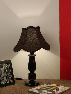 mango wood dark brown classic table lamp with jute shade-blk - 10896004 - Standard Image - 2
