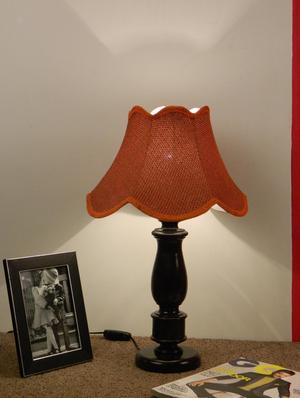 mango wood dark brown classic table lamp with jute shade-orange - 10896006 - Standard Image - 2
