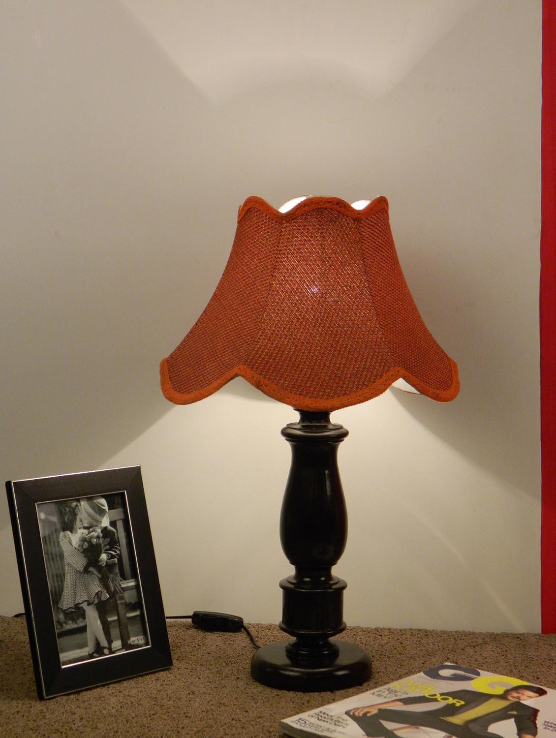 mango wood dark brown classic table lamp with jute shade-orange - 10896006 - Zoom Image - 2