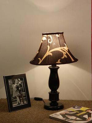 mango wood dark brown classic table lampwith poly silk shade--brown - 10896012 - Standard Image - 2