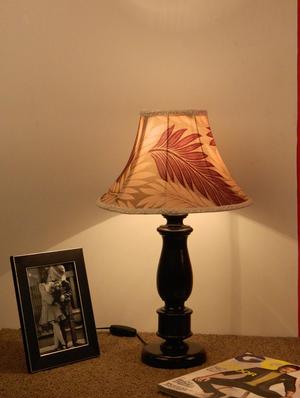 mango wood dark brown classic table lampwith poly silk shade--mroon off-wh'ite - 10896014 - Standard Image - 2