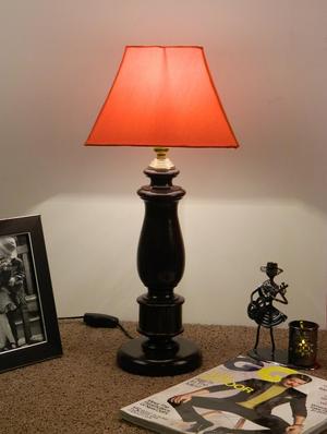 mango wood dark brown classic table lampwith sq shade-orange - 10896026 - Standard Image - 2