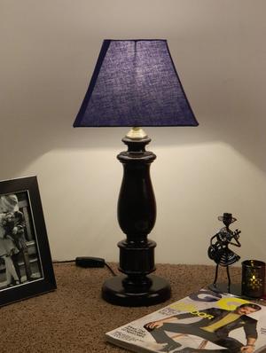 mango wood dark brown classic table lampwith sq shade-navy - 10896033 - Standard Image - 2
