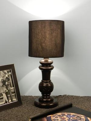 mango wood dark brown classy table lampwith 7" circular drum shade-blk - 10896136 - Standard Image - 2