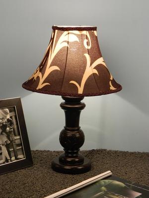 mango wood dark brown classy table lamp with poly silk shade-brown - 10896146 - Standard Image - 2