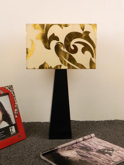 mango wood facinating table lamp with rectagular shade-cream gold - 10896153 - Standard Image - 1