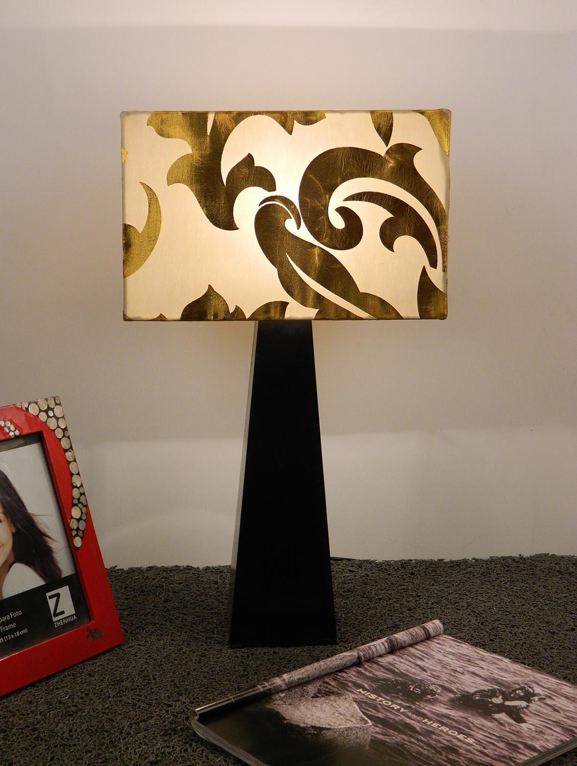 mango wood facinating table lamp with rectagular shade-cream gold - 10896153 - Zoom Image - 2